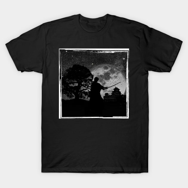 Moonlit Samurai: A Tribute to Japanese Tradition T-Shirt by Smiling-Faces